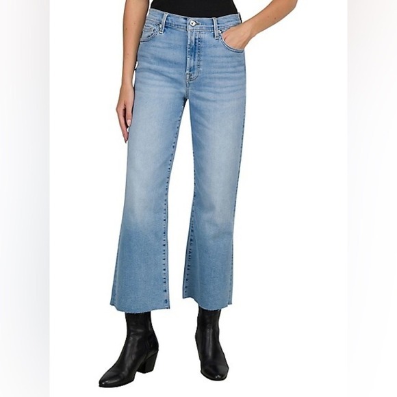 7 For All Mankind Cropped Wide-Leg Jeans Raw edges - Size 27‎ - Picture 1 of 11